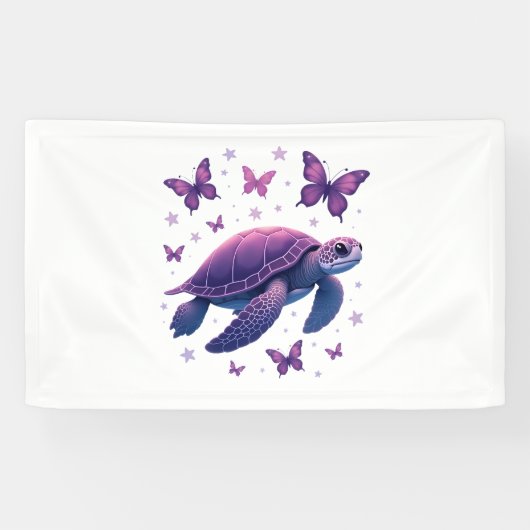 Paarse - Zee Turtle Butterfly T-shirt Spandoek (Horizontaal)