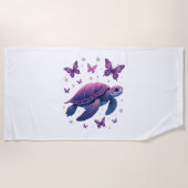 Paarse - Zee Turtle Butterfly T-shirt Strandlaken (Voorkant)