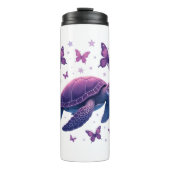 Paarse - Zee Turtle Butterfly T-shirt Thermosbeker (Voorkant)