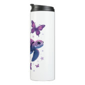 Paarse - Zee Turtle Butterfly T-shirt Thermosbeker (Geroteerd rechts)