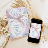 Paarse Zeemeermin 1e Verjaardag Oneder het Zee Fee Kaart