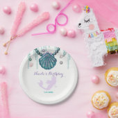 Paarse Zeemeermin Beach Birthday Party Custom Papieren Bordje (Feest)