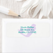 Paarse Zeemeermin Beach Verjaardagsfeestuitnodigin Etiket (Insitu)