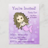  Paarse Zeemeermin Briefkaart Verjaardagsuitnodigi (Voorkant)