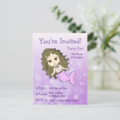  Paarse Zeemeermin Briefkaart Verjaardagsuitnodigi (Staand voorkant)