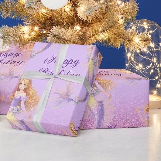 Paarse zeemeermin  cadeaupapier (Feestdagen)