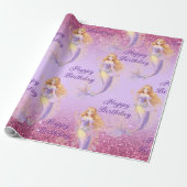 Paarse zeemeermin  cadeaupapier (Uitgerold)