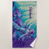 Paarse Zeemeermin Custom Strandlaken (Voorkant)