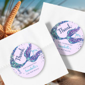 Paarse zeemeermin dank u gunst ronde sticker