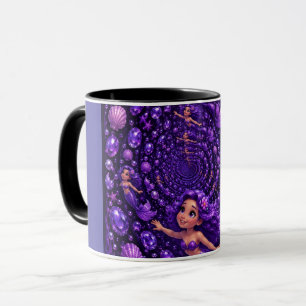 Paarse Zeemeermin Edelsteen Spiraal Fantasie Kunst Mok