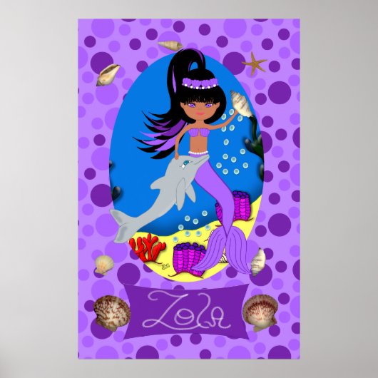 Paarse zeemeermin en Dolphin Print (Voorkant)