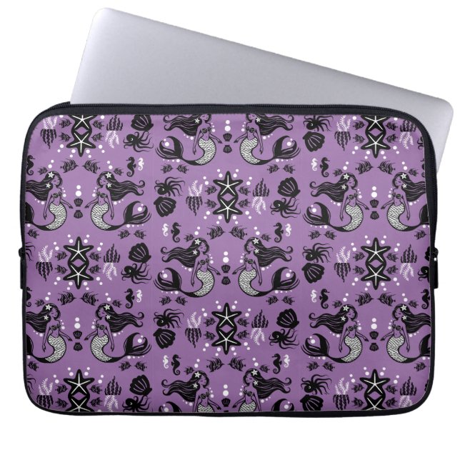 Paarse Zeemeermin Fantasie Laptop Sleeve (Voorkant)