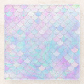 Paarse Zeemeermin Fin Pattern Trendy Glazen Onderzetter (Voorkant)