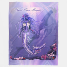 Paarse zeemeermin fleece deken