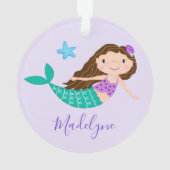 Paarse Zeemeermin Gepersonaliseerd Schrift Naam Ornament (achterkant)