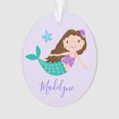 Paarse Zeemeermin Gepersonaliseerd Schrift Naam Ornament (voorkant)