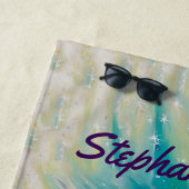  Paarse zeemeermin gepersonaliseerd Strandlaken (In situ)