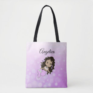 Paarse Zeemeermin gepersonaliseerde Canvas tas