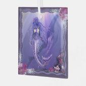 Paarse zeemeermin glas ornament (Voorkant links)