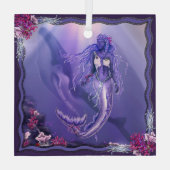 Paarse zeemeermin glas ornament (Achterkant)