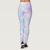 Paarse zeemeermin holografisch iriserend leggings (Achterkant)