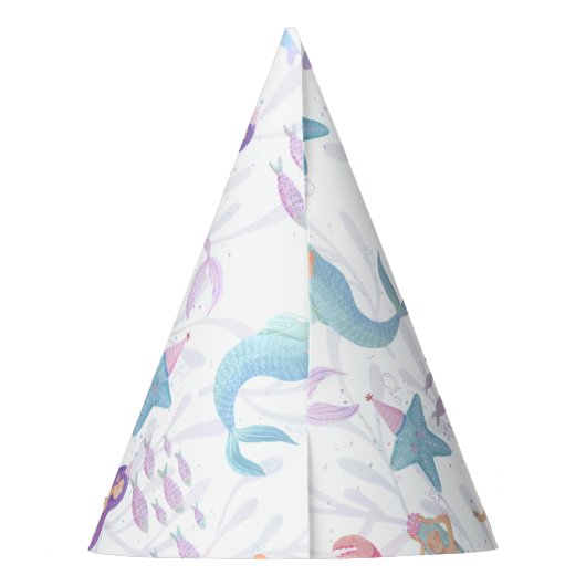 Paarse zeemeermin jarig feesthoedjes (Achterkant)