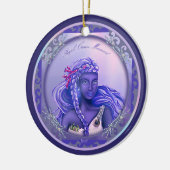 Paarse zeemeermin keramisch ornament (Links)