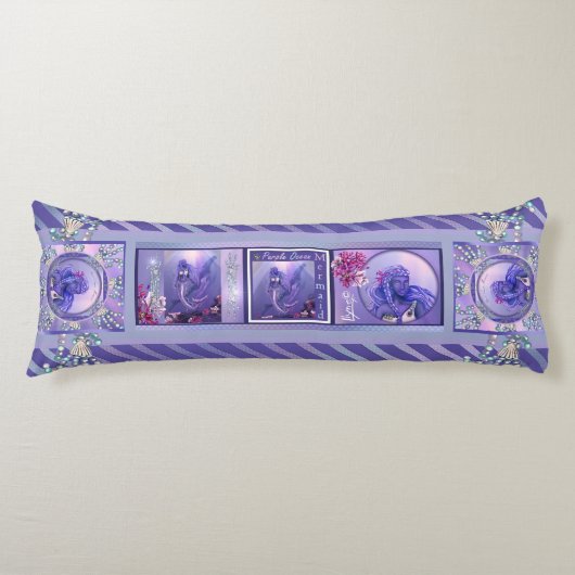 Paarse zeemeermin lichaamskussen (Voorkant)