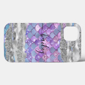 paarse zeemeermin met zilverglitter Case-Mate iPhone case (Achterkant (horizontaal))