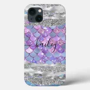 paarse zeemeermin met zilverglitter Case-Mate iPhone case