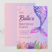 Paarse zeemeermin onder de uitnodiging van de Zee (Voorkant / Achterkant)