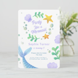 Paarse zeemeermin onder de Zee van de geboorte Kaart