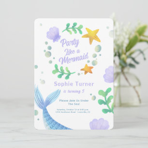 Paarse zeemeermin onder de Zee van de geboorte Kaart