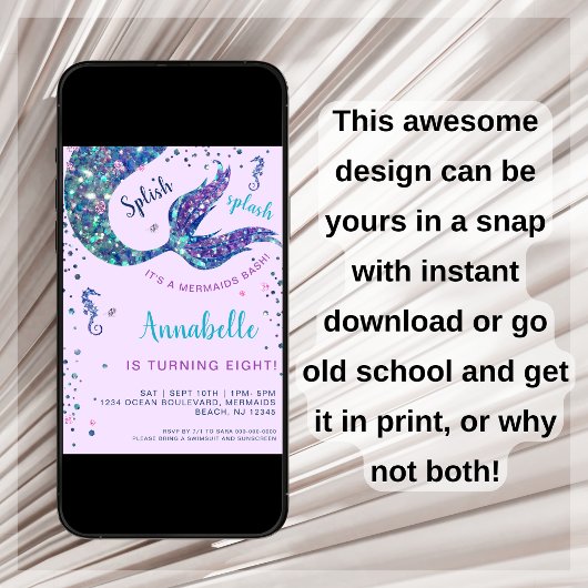 Paarse zeemeermin onder de Zee van de geboorte Kaart