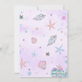 Paarse zeemeermin onder de Zee verjaardagsuitnodig Kaart (Achterkant)