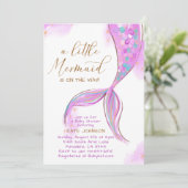 Paarse zeemeermin onder het Baby shower van de Zee Kaart (Staand voorkant)