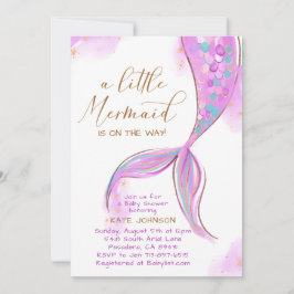 Paarse zeemeermin onder het Baby shower van de Zee Kaart