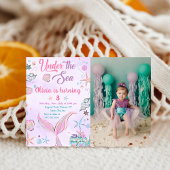 Paarse zeemeermin onder het Zee Verjaardagsfoto Kaart