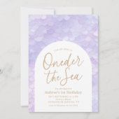 Paarse Zeemeermin Oneder het Zee 1e Verjaardagsfee Kaart (Voorkant)