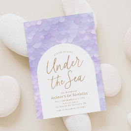 Paarse Zeemeermin Oneder het Zee 1e Verjaardagsfee Kaart
