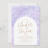 Paarse Zeemeermin Oneder het Zee 1e Verjaardagsfee Kaart (Voorkant)