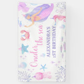 Paarse Zeemeermin Oneder Het Zee Meisje 1e Verjaar Spandoek (Verticaal)