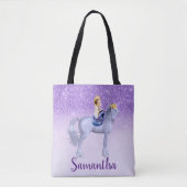 Paarse Zeemeermin op Unicorn Persoonlijk Tote Bag (Voorkant)
