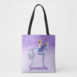 Paarse Zeemeermin op Unicorn Persoonlijk Tote Bag