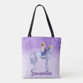 Paarse Zeemeermin op Unicorn Persoonlijk Tote Bag (Achterkant)