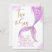 Paarse Zeemeermin Party Twee Het Zee 2e Verjaardag Kaart (Voorkant)