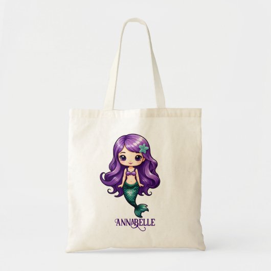 Paarse zeemeermin personaliseren Tote Bag (Voorkant)