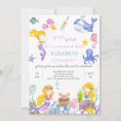 Paarse Zeemeermin Prinses Verjaardagsuitnodiging Kaart (Voorkant)