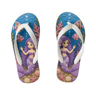 Paarse Zeemeermin Quilt Kinder Teenslippers