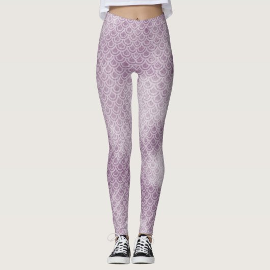 Paarse Zeemeermin Scaly Legs Leggings (Voorkant)